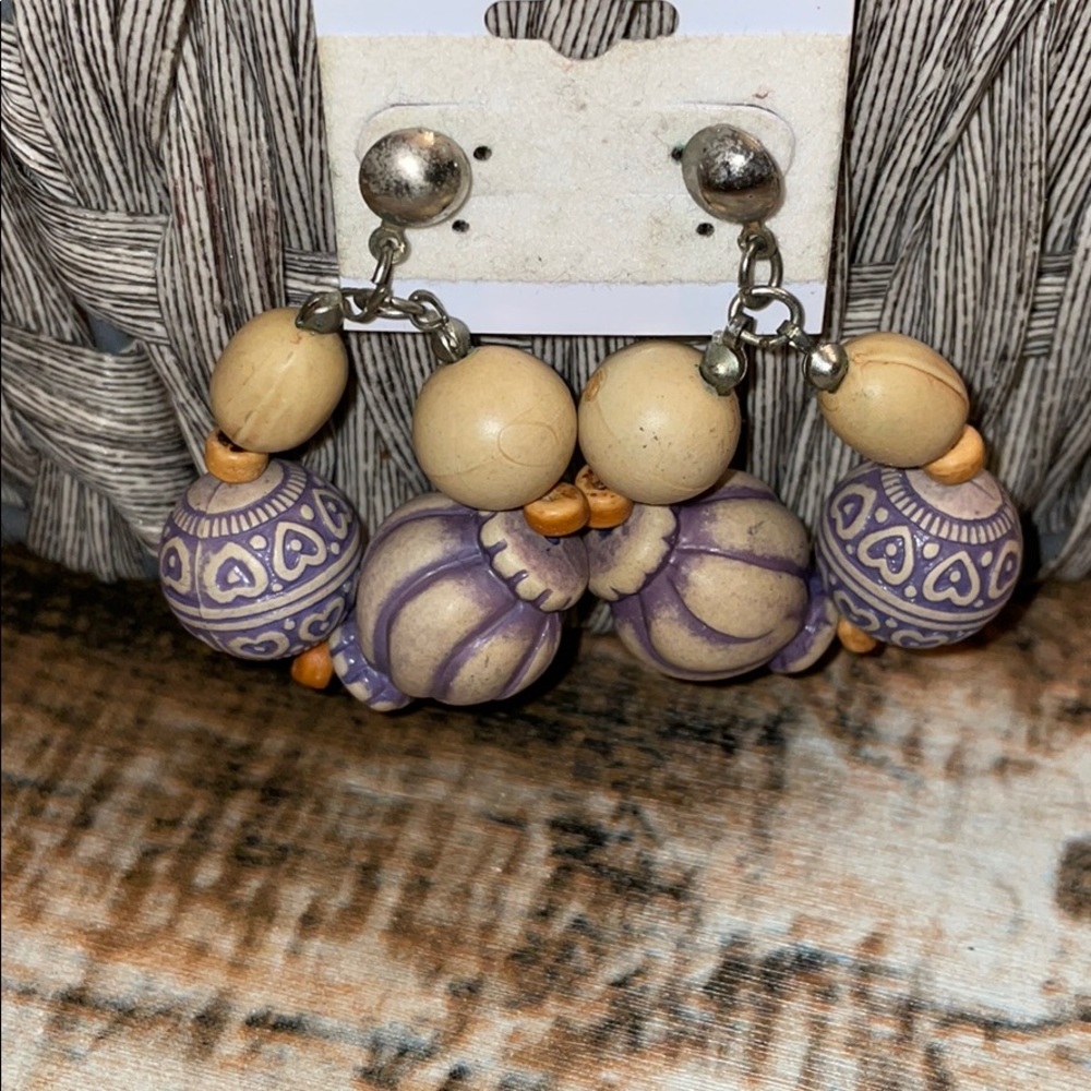 Lavender wood earrings